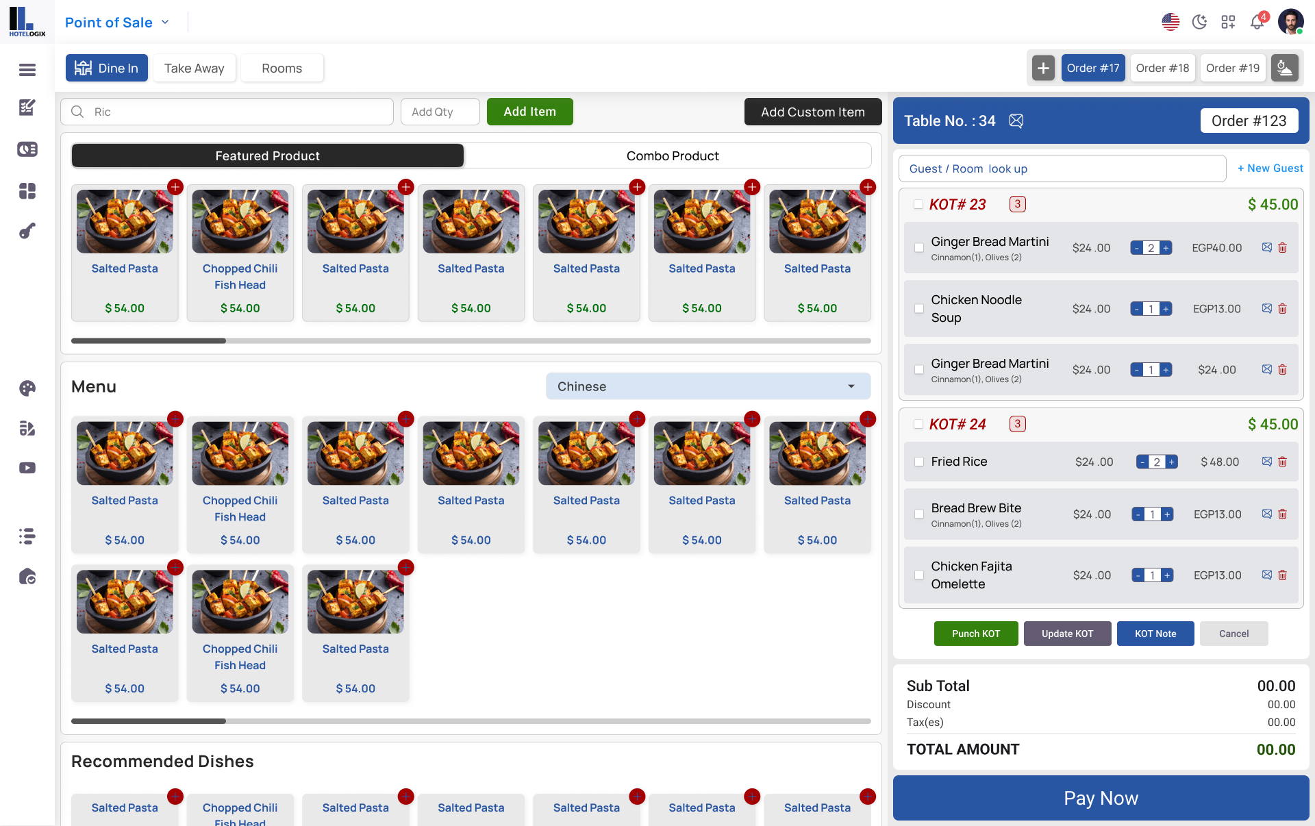 Order management screenshot